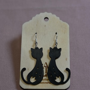 Cat earrings, black vinyl