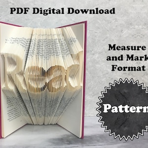May include: A pink book with the word "READ" folded into the pages. The book is on a gray surface. The text "PDF Digital Download" is at the top of the image. The text "Measure and Mark Format" is on the right side of the image. A black and white starburst with the word "Pattern" inside is in the lower right corner of the image.