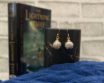 The Lightning Thief Book Page Earrings - Percy Jackson Globe Earrings Gold Set #1 | Greek Mythology & Bookish Jewelry | Camp Half-blood