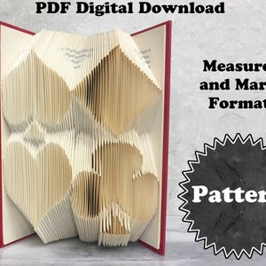 Book Folding Pattern - Card Suits - Fold Only - 2 Sizes - Tutorial with Practice Pattern - Download