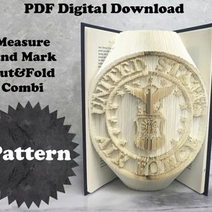 Book Folding Pattern - US Air Force Emblem - Cut&Fold Combi - 2 Sizes - Tutorial with Practice Pattern - PDF Download