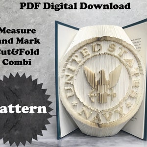 Book Folding Pattern - US Navy Emblem - Cut&Fold Combi - 2 Sizes - Tutorial with Practice Pattern - PDF Download