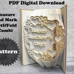 Book Folding Pattern -Mother's Day Flowers -Cut&Fold Combi - 2 Sizes - Free Tutorial - Free Practice Pattern - Literary Gifts - Download