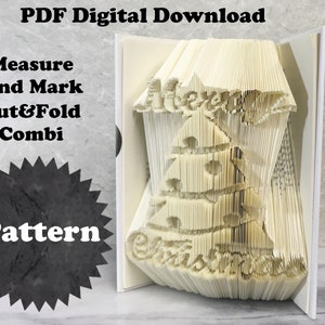Book Folding Pattern - Merry Christmas Tree - Cut&Fold Combi - 2 Sizes - Free Tutorial - Free Practice Pattern -Holiday - PDF Download