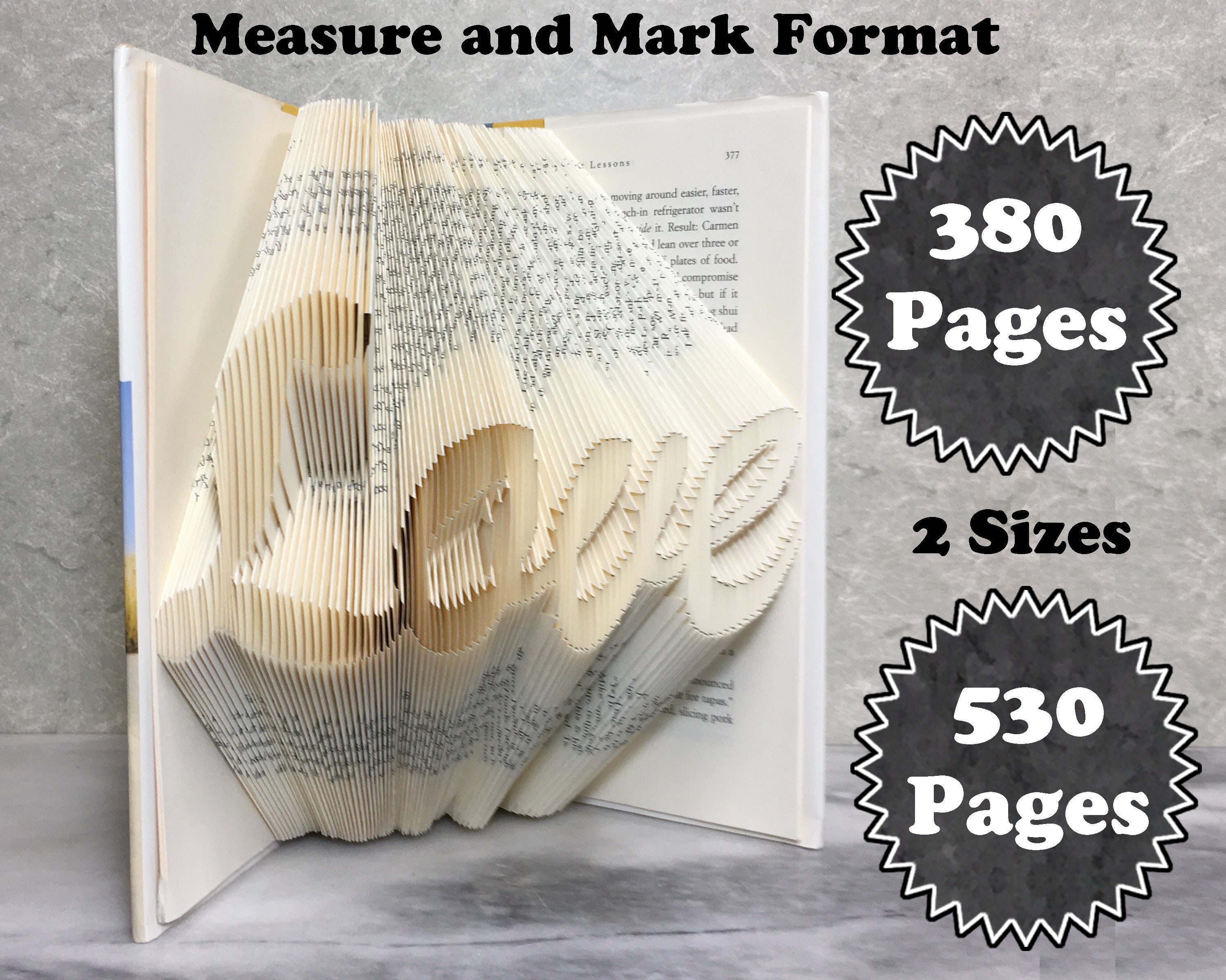 Book Folding Pattern - Love Script - Fold Only Pattern - 2 Sizes ...