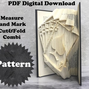 Book Folding Pattern - Spades Royal Flush - Cut&Fold Combi - 2 Sizes - Free Tutorial - Free Practice Pattern - Literary Gifts - PDF Download