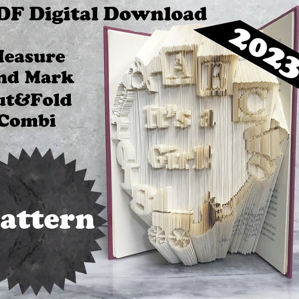 Book Folding Pattern - It's a Girl 2023 - Cut&Fold Combi - 2 Sizes - Tutorial with Practice Pattern - PDF Download