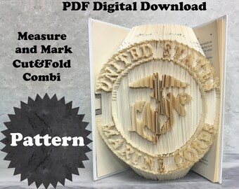 DIY Art Pattern | US Marine Book Pattern | DIY Book Sculpture | Tutorial | Veteran Gift | Digital Download | Love Heart
