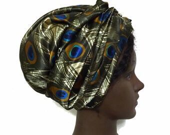 REVERSIBLE double layer Adjustable silky satin bonnet with long ties. Two in one satin bonnet. Head scarf.