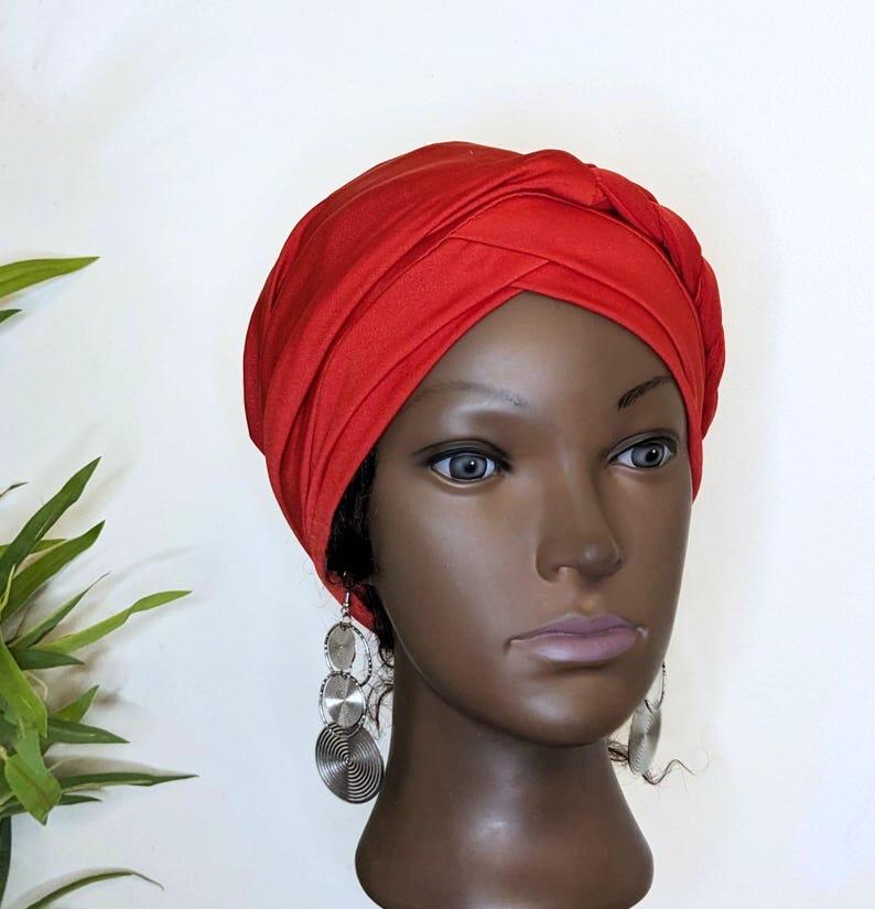 SATIN Lined Stretch Half Braided Pre Tied Turban. - Etsy display picture 1