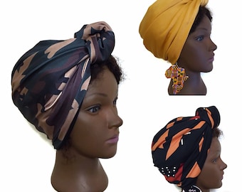 Turban pré-noué doublé de satin