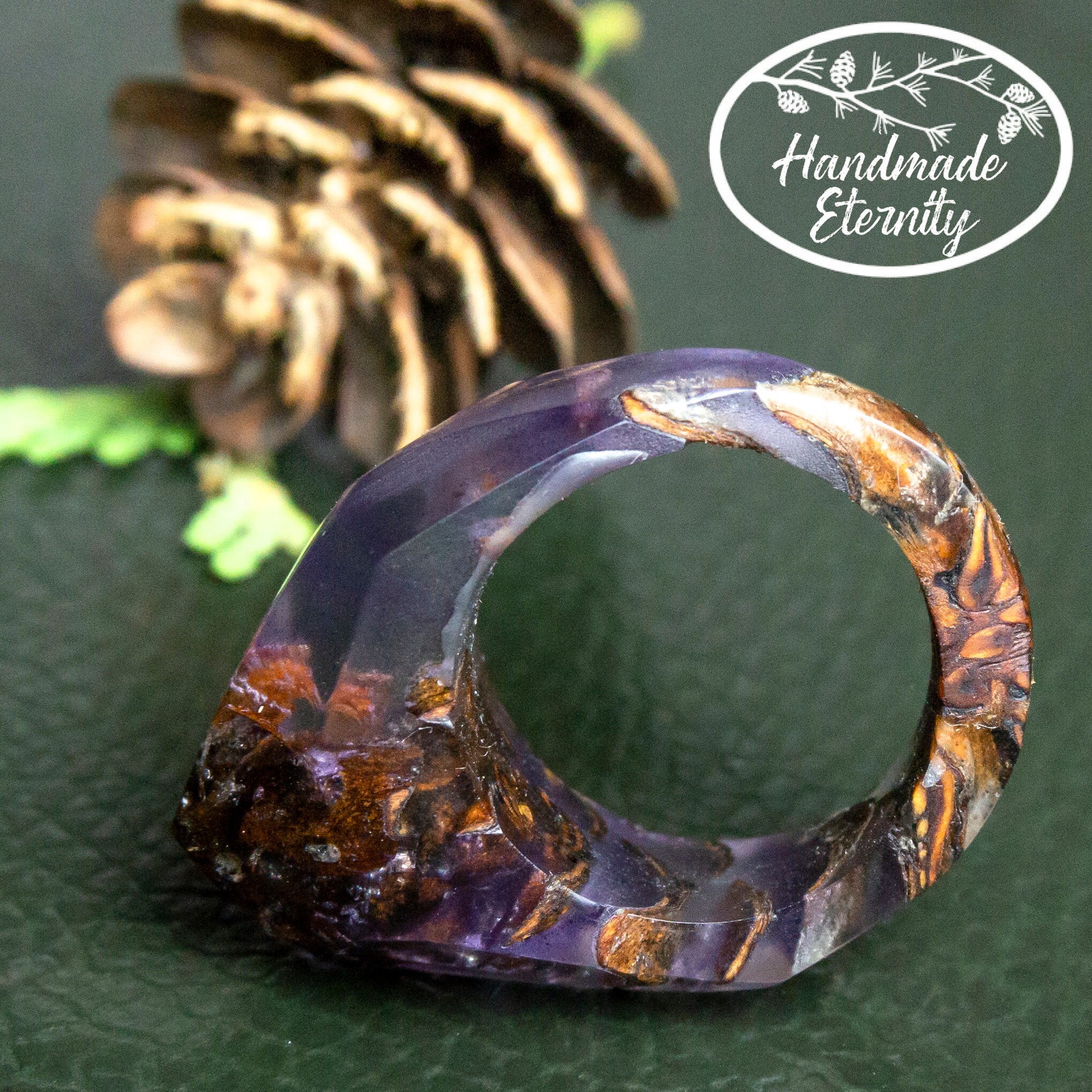 Resin and Pine Cone Ring Epoxy Ring Resin Ring Pine Cone Etsy