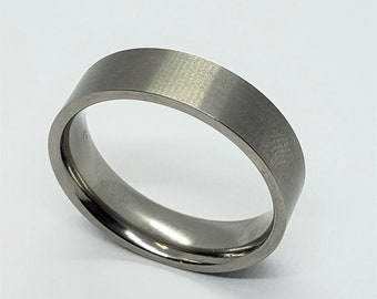 Flat Titanium Wedding Band Ring with Beveled Edges Brushed Finish