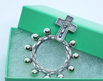925 Sterling Silver Rosary Ring One Mystery/Single Decade Ring Rosary