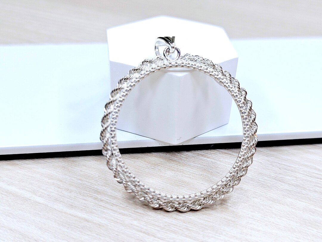 925 Sterling Silver Dotted Edge Coin Bezel With Actual Rope Edge For 925-sterling-silver-dotted-edge-coin-bezel-with-actual-rope-edge-for