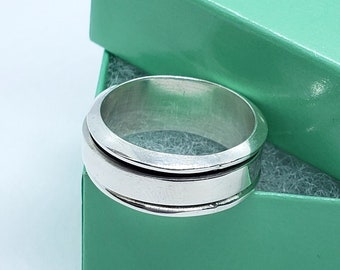 925 Sterling Silver Spinner Ring Polished Flat Band