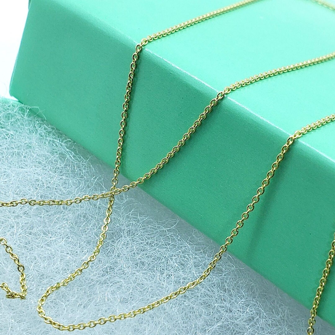 14K Solid Yellow Gold Cable Link Chain Necklace 0.75mm Etsy