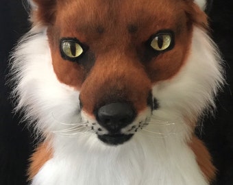 Realistic red fox fursuit partial (yellow eyes)