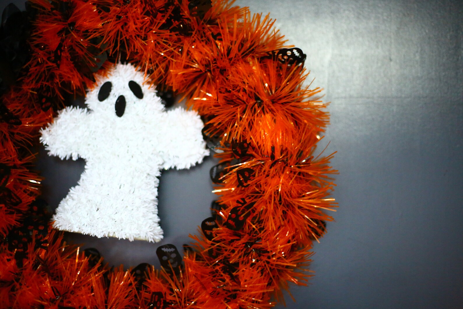 TINSEL HALLOWEEN WREATH orange tinsel halloween decor Etsy