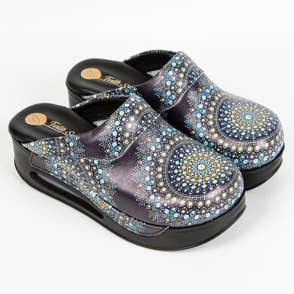 Dark Blue Mandala Pattern Air Max Clogs With- Slippers- Mules