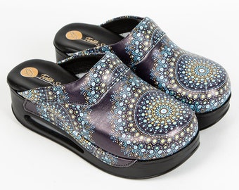 Dark Blue Mandala Pattern Air Max Clogs With- Slippers- Mules