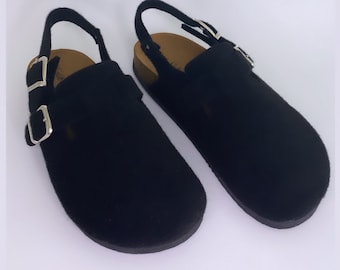 Black Felt Slingback Women's Clogs & Comfy Clogs