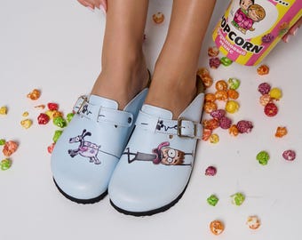 Dog Pattern Handmade Women's Comfy Cork Clogs
