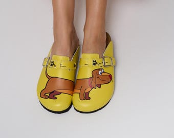 Dog Pattern Handmade Women&#39;s Comfy Cork Clogs