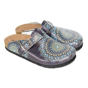 Navy Mandala Patterned Women's Clogs