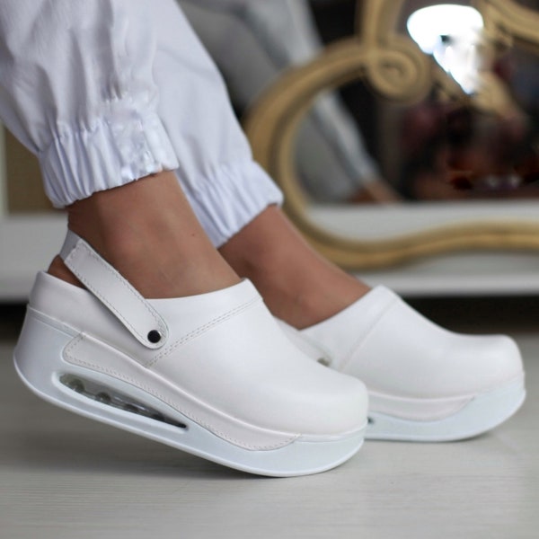 White Slingback Air Max Clogs With- Slippers- Mules