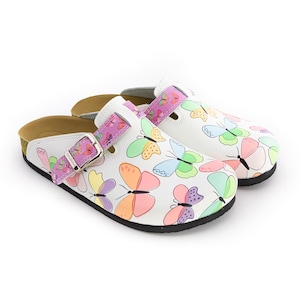 Colorful Butterfly Design Handmade Women&#39;s Comfy Cork Clogs