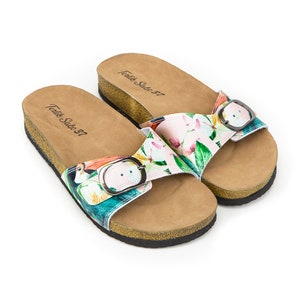 Tropical Patterned Woman's Cork Sandal Clog