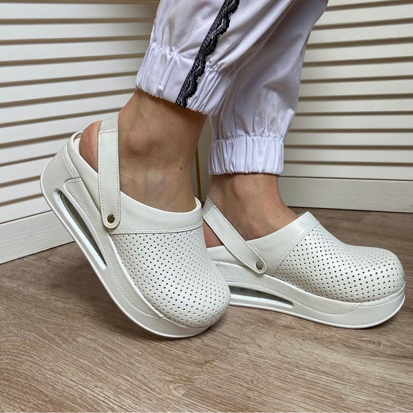 White Slingback Breathable Air Max Clogs With- Slippers- Mules
