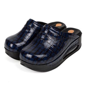 Textured Navy Blue Colored Design  Women's Comfy Clogs