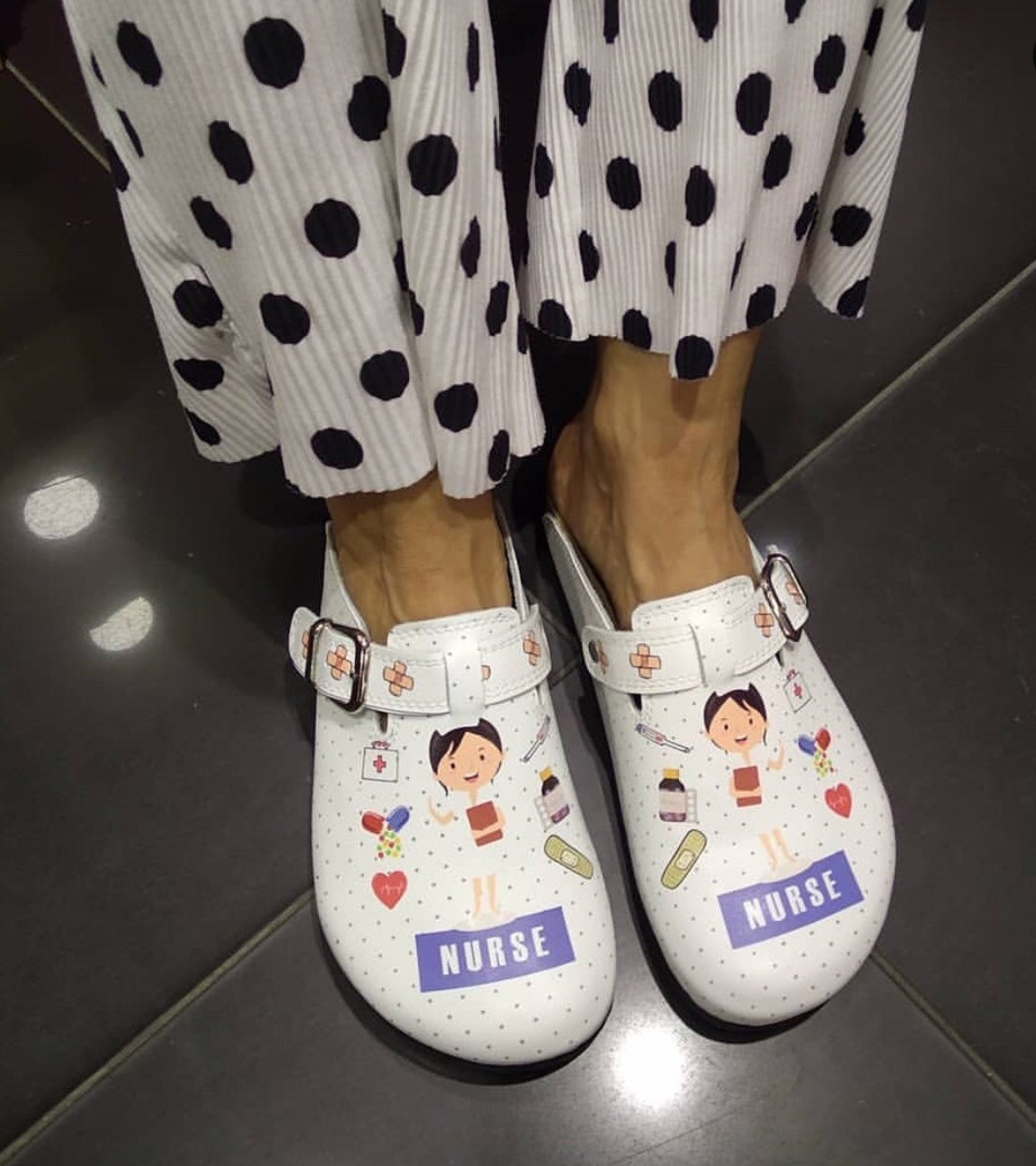 floral nursing clogs