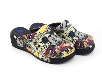 Disney Clogs Disney Art Clogs Anniversary Gifts. Mickey Minnie Clogs Mickey Mouse Shoes Disney Mickey Ears Watercolor Floral Clogs