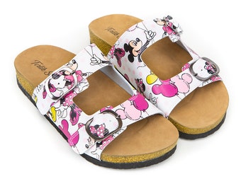 Minnie Mouse Patterned Woman's Cork Sandal Clog