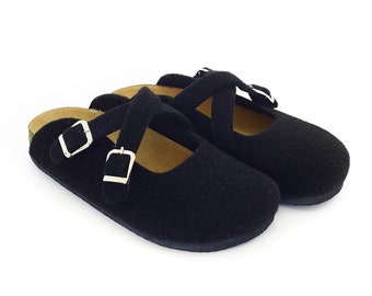 Felt Women's Zigzag Black Clogs & Comfy Clogs