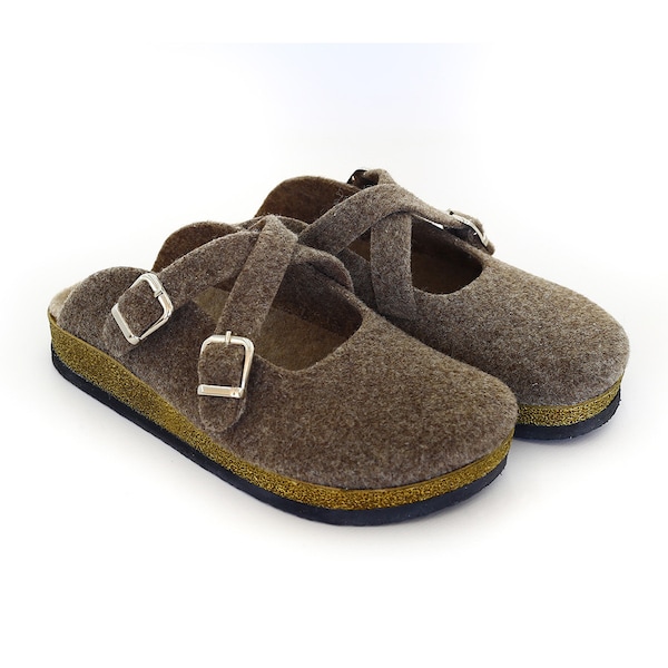 Felt Women's Zigzag Brown Clogs & Comfy Clogs