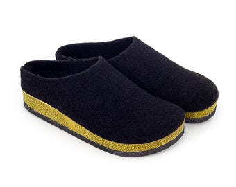 Black Felt Women's Clogs