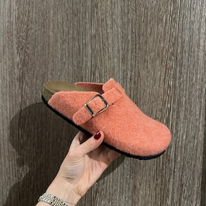 Handmade Pink Orange Colored Women&#39;s Comfy Cork Clogs