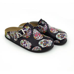 Skull Design Hand made Women's Comfy Cork Clogs