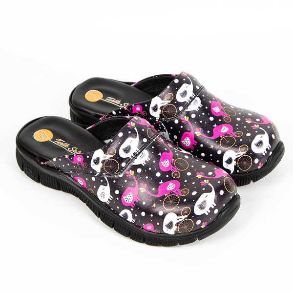 Elephant Patterned Women's Clogs & Comfy Clogs