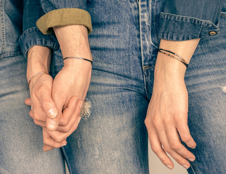 The one for her&him II, Silver bracelet, Gold bracelet, Handcrafted jewellery, Unisex jewelry, matching bracelet, Bracelet for a couple image 7