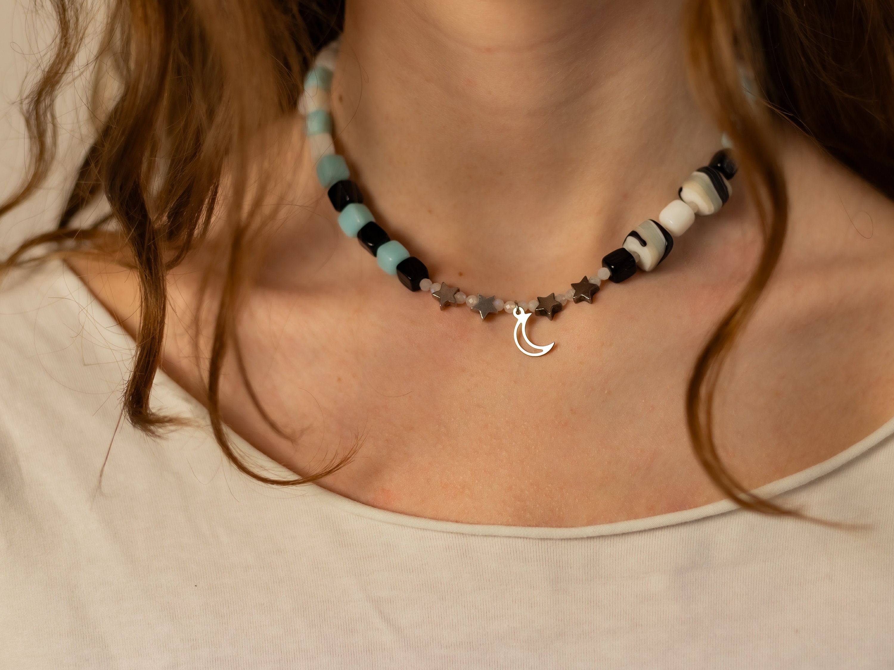 Play Blue, Handcrafted jewellery, Handmade jewelry, Modern fashion, Girls style, Womens necklace, Unique accessories, Casual look