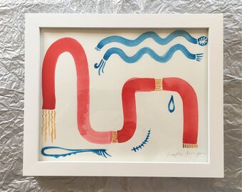 Abstract framed watercolour painting