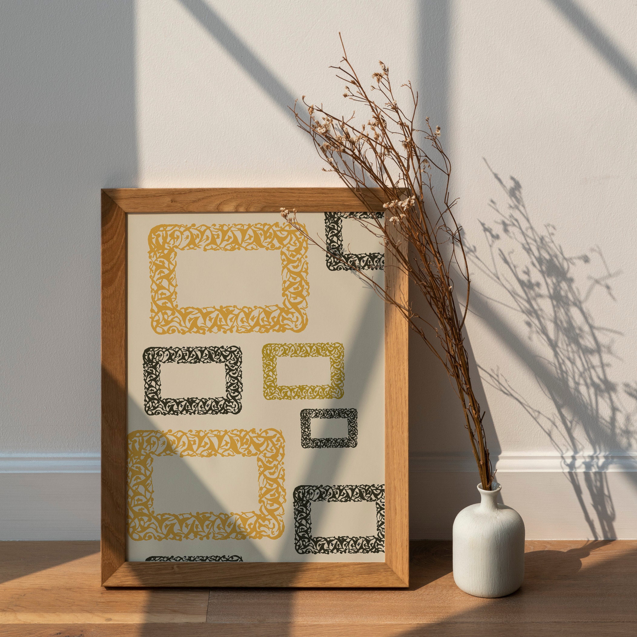 GOLDEN FRAME Digital Printable Abstract Home Decor Contemporary Minimal ...