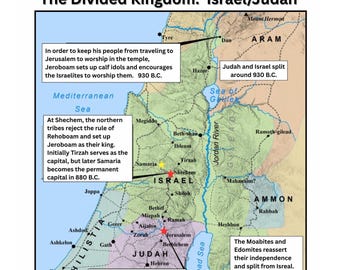 Divided Kingdom of Israel and Judah Map – Bible Study Printable (Digital Download)