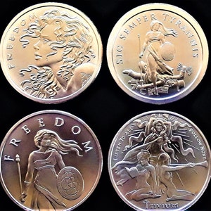 1 oz Copper Rounds (4) * Freedom Collection by Medallic Sculptor Heidi Wastweet/ Collectable Coins/ Challenge Coins