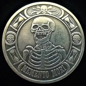 HOBO Coin/ Fantasy Art/ Collectable Hobo Dollar/Challenge Coin * Laughing Skeleton &quot;Memento Mori&quot;